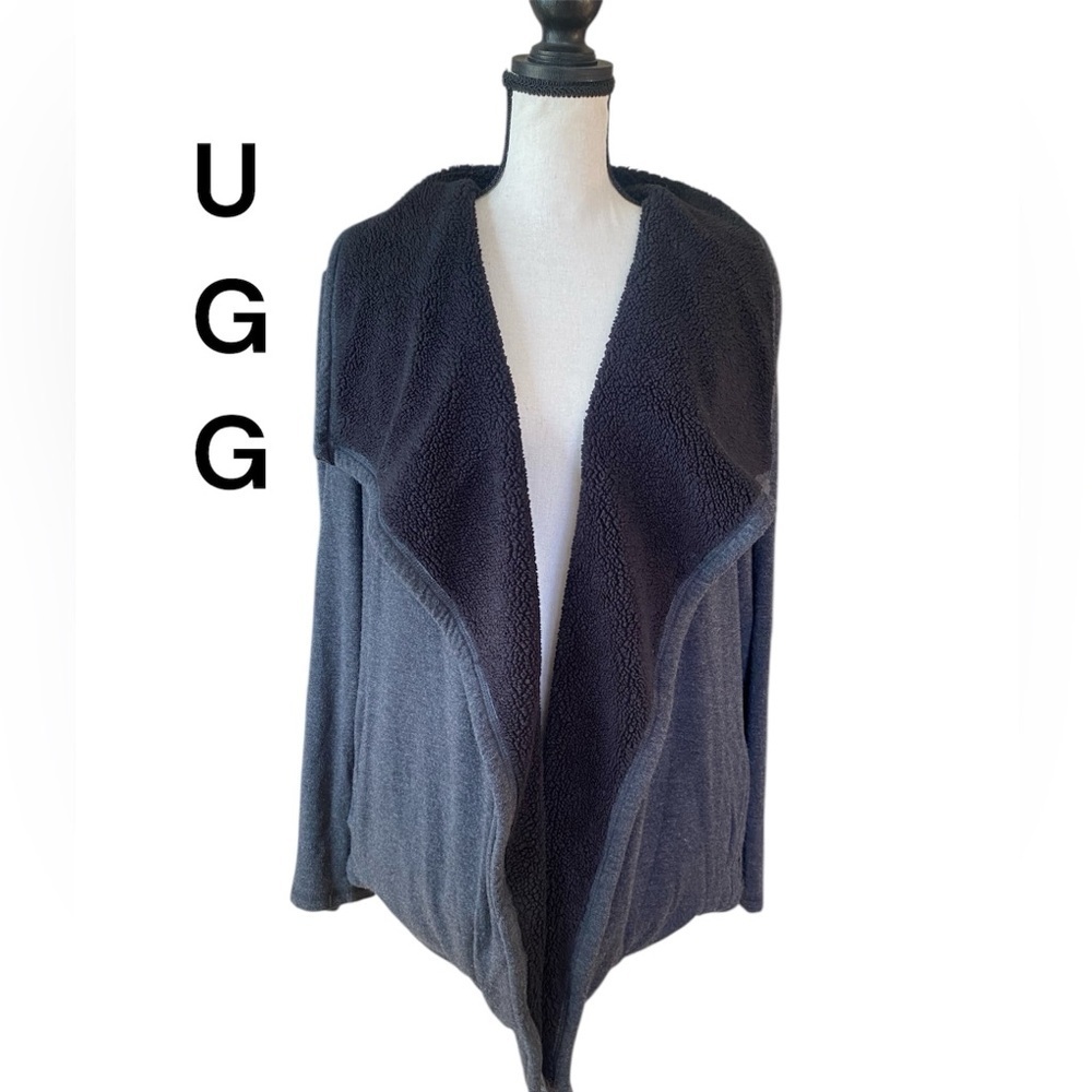 UGG Women's Laila Fleece Cardigan in a two-tone gray color SZ S